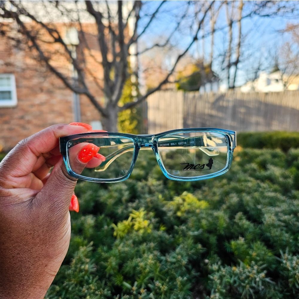 VTG 90's MCS Teal Blue Rectangular Glasses Frame | Rare Retro Unisex Eyewear |